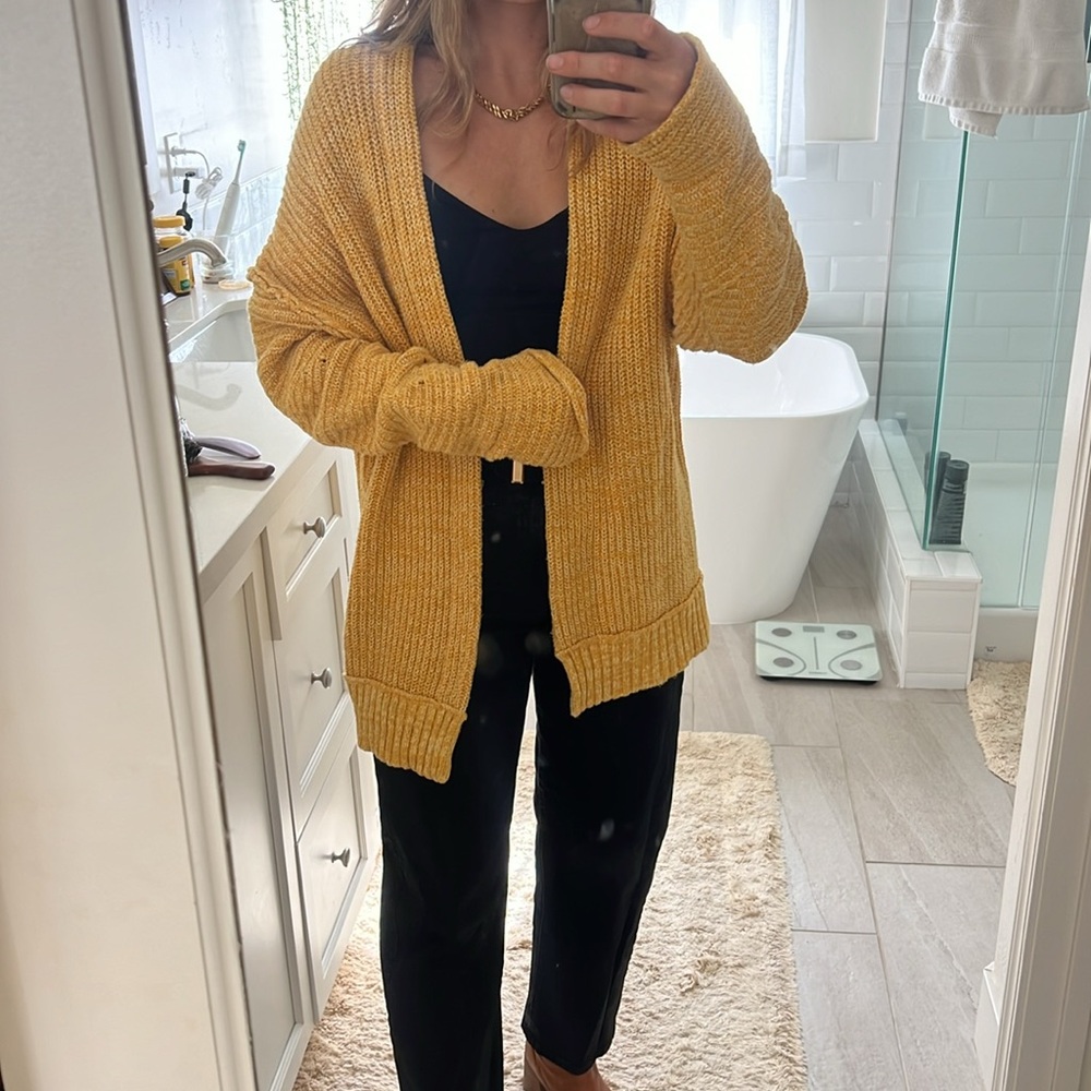 LIKE NEW - Free People Mustard Yellow Duster (oversized) Cardigan